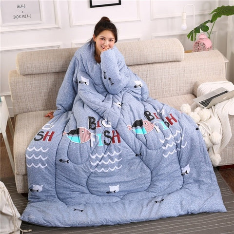 Winter Sleeved Lazy Quilt Snuggie